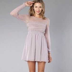 Free People Dusty Lavé Lace & Chiffon Babydoll Dress